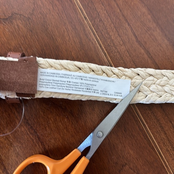 J. Crew Women's Braided Classic Woven Belt Size XS/S Natural Straw Gold Buckle - Picture 4 of 5